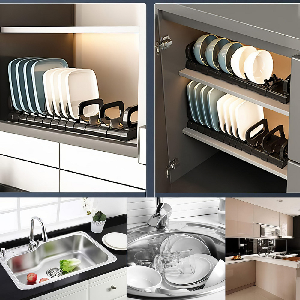 Держатель для посуды, регулируемая сушилка для глубоких тарелок и мисок, кухонный органайзер, 40×10×8см Каменец-Подольский - изображение 3