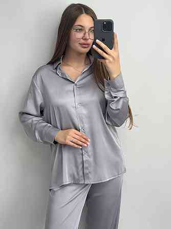 Жіночий шовковий костюм із штанами Сірий XL/2XL Харків