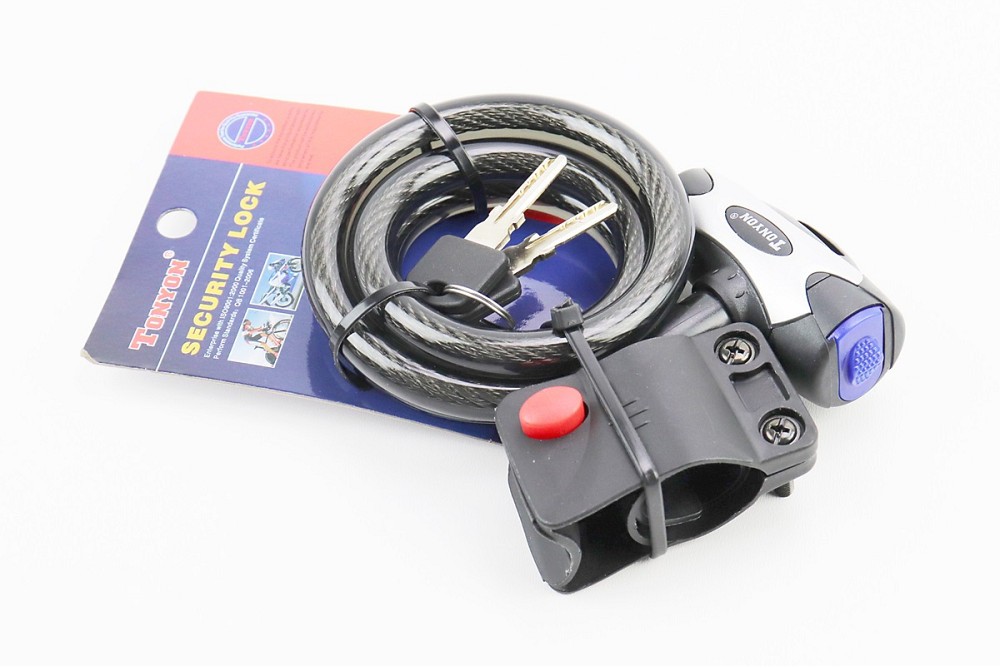 Замок протиугінний тросовий 1000х12мм під ключ, кріплення за трубу сидіння, TY555 Київ - фото 1