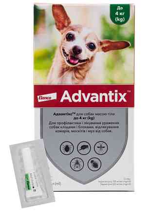 Капли Адвантикс для собак весом до 4 кг (0,4 мл 1 пипетка) Elanco Винница
