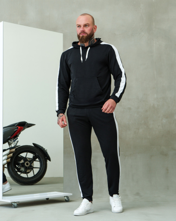 Костюм спортивный мужской лампасы весна Черный M Харьков