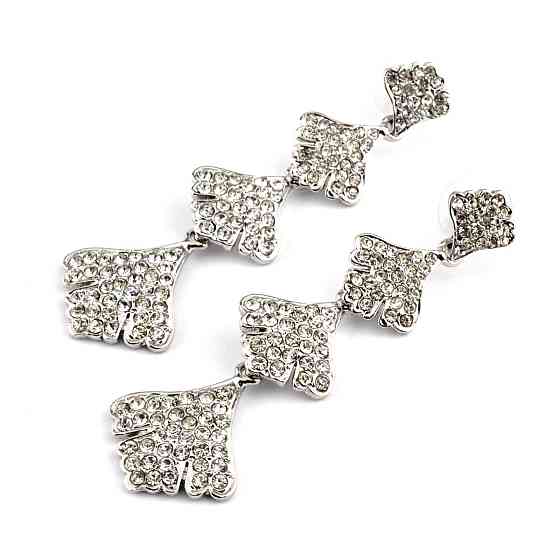 Серьги длинные белые со стразами СГ3560-2 Киев