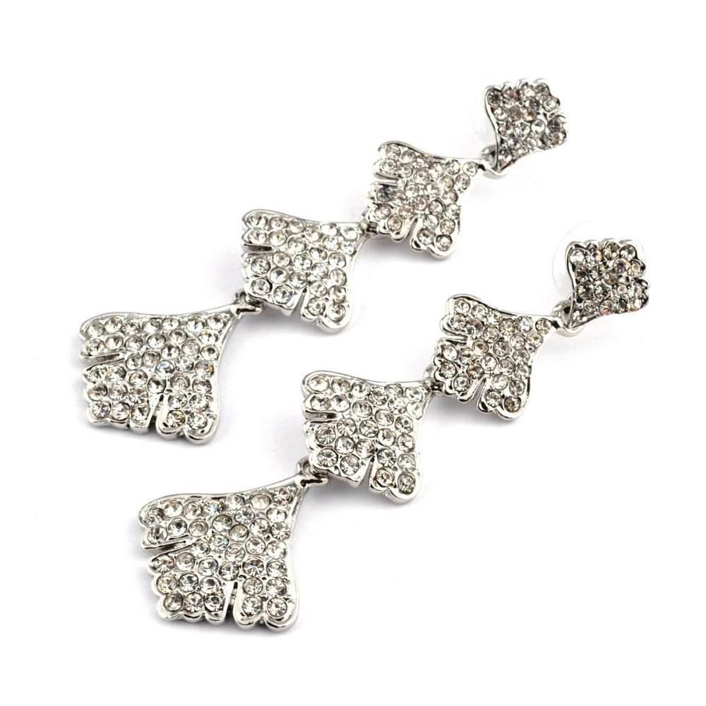 Сережки довгі білі зі стразами СГ3560-2 Київ - фото 1