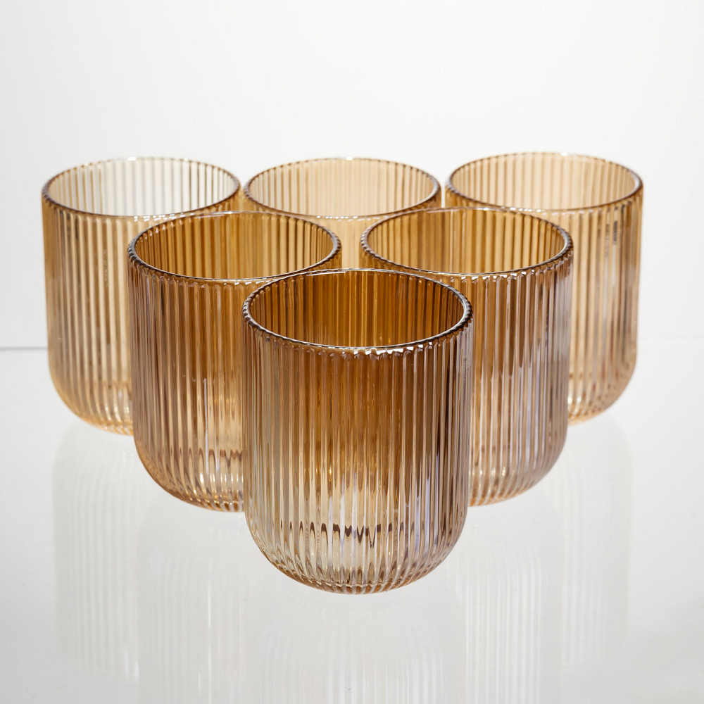 Набір скляних стаканів 6 штук 250 мл універсальних Коричневий Yiwu HP-19-196 Коломия - фото 1