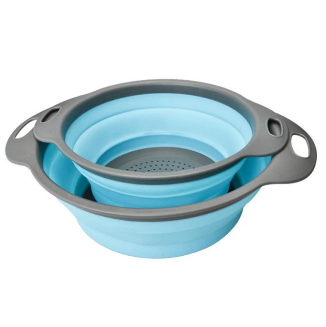 Кухонный складной силиконовый дуршлаг большой+маленький V3348 Сумы - изображение 5