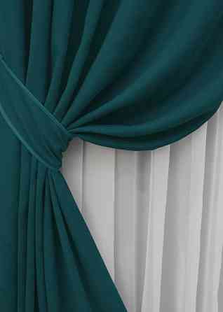 Комплект готовых штор VR-Textil Микровелюр Petek № 1494ш Изумрудный 100х290 см 2 шт (31-729) Киев