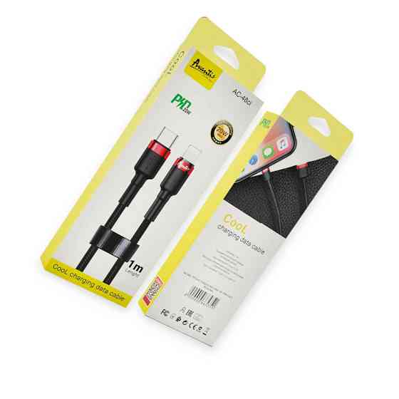 Кабель для зарядки Avantis Type-C - iPhone, 1м, 2.0А черный, круглый тканевая оплетка PD Cool 20W Мукачево