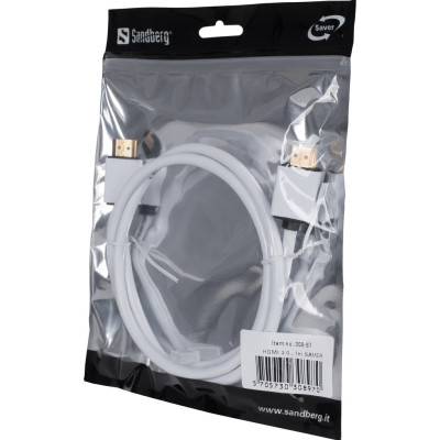 Кабель мультимедійний HDMI to HDMI 1.0m 2.0 white Sandberg (308-97) Вінниця - фото 2
