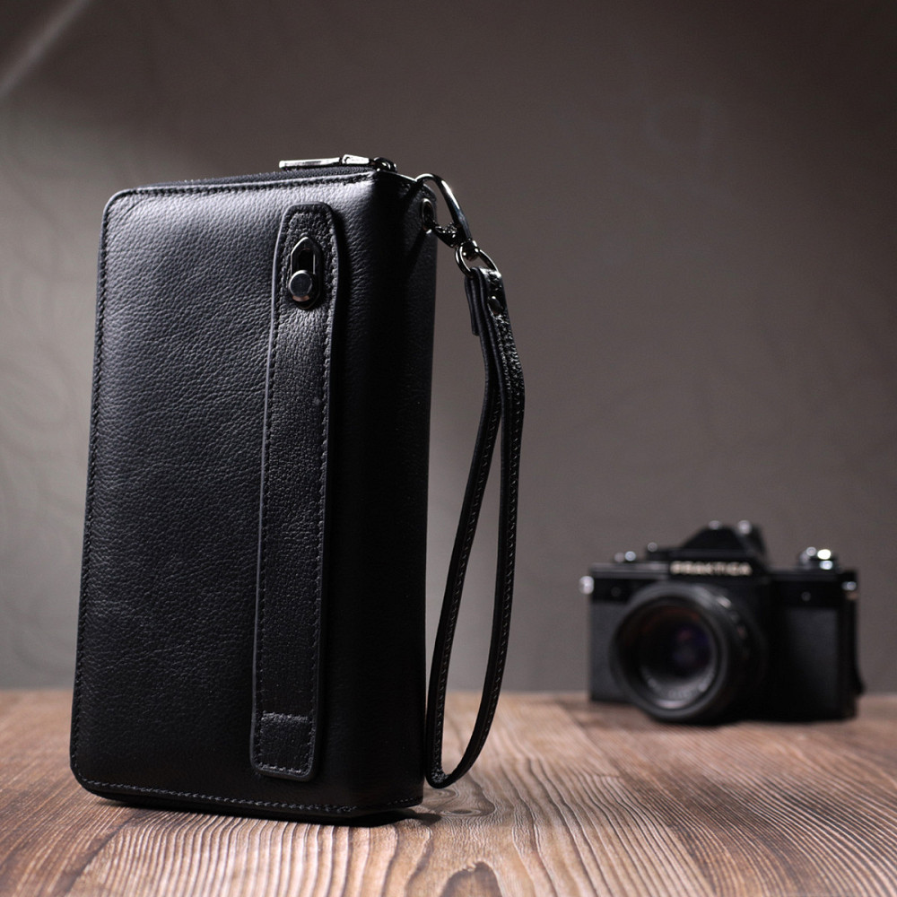 Мужской клатч на два отделения из натуральной кожи Черный (ST Leather) Киев - изображение 4