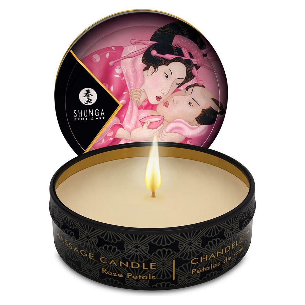 Масажна свічка Shunga Mini Massage Candle – Rose Petals (30 мл) з афродизіаками Sex Aura Київ - фото 1