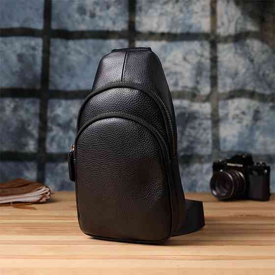 Мужская сумка через плечо из натуральной кожи Черный (Vintage) Киев