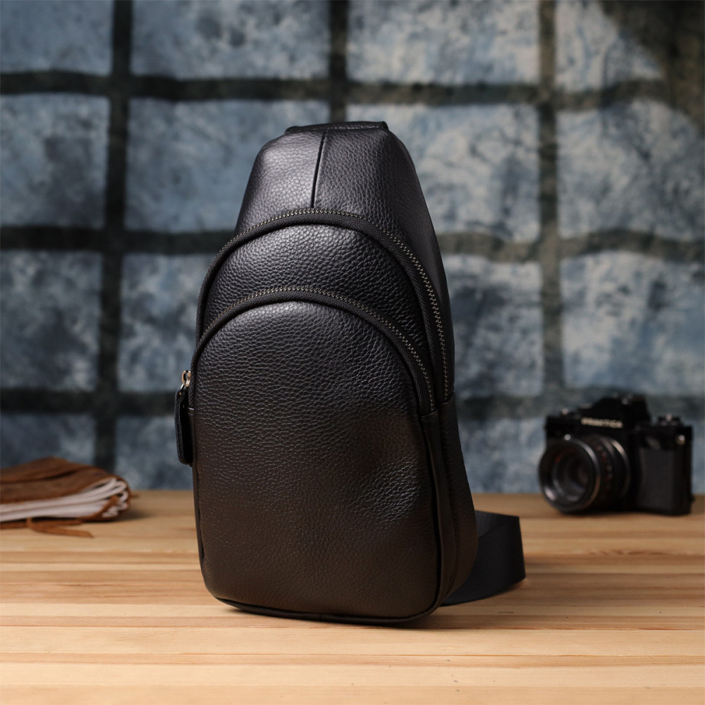 Мужская сумка через плечо из натуральной кожи Черный (Vintage) Киев - изображение 2