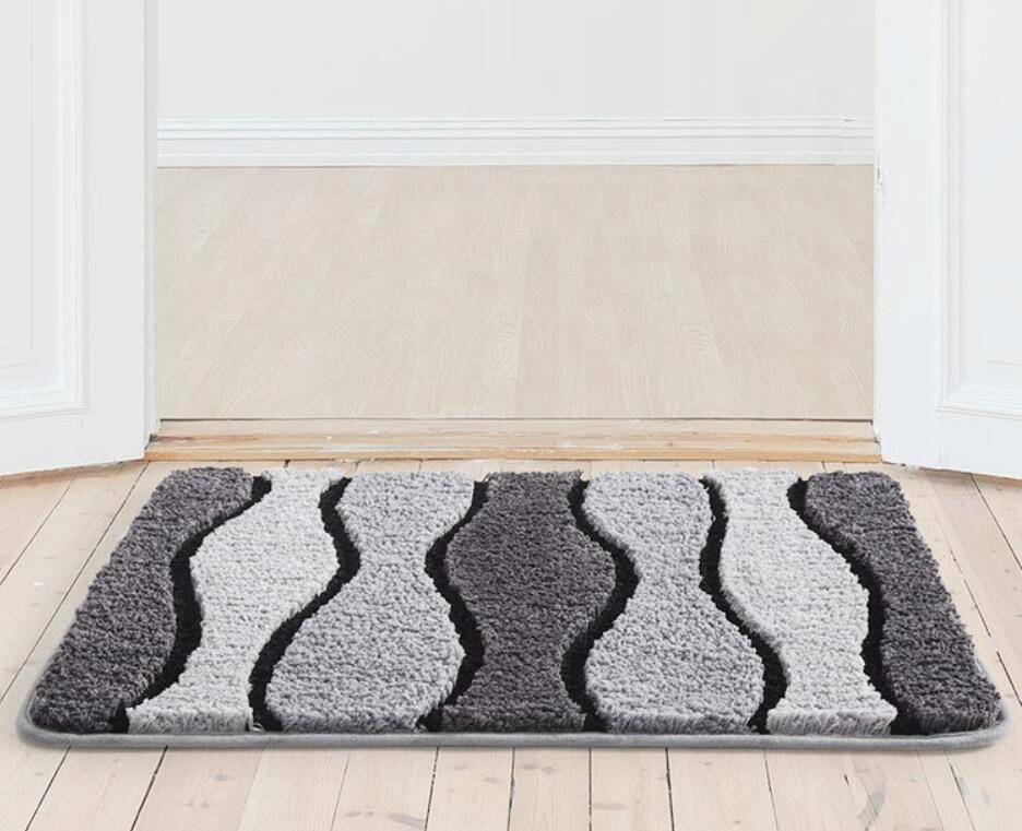 Коврик для ванной и душа коврик для ног в ванную комнату,микрофибра,атискользящий 50х80 см,серые волны Каменец-Подольский - изображение 2