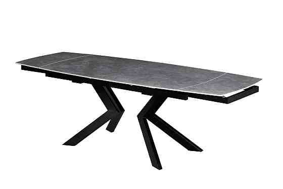 Стіл Топаз 180 (+80)*90, чорний/кераміка сіра Днепр