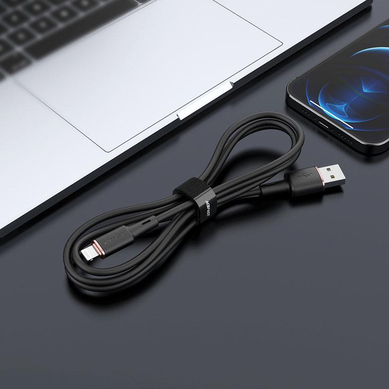 Кабель ACEFAST C2-02 USB - Lightning 2.4A, 1.2m, силіконовий, zinc конектори, колір чорний AFC2-02B Одеса - фото 5