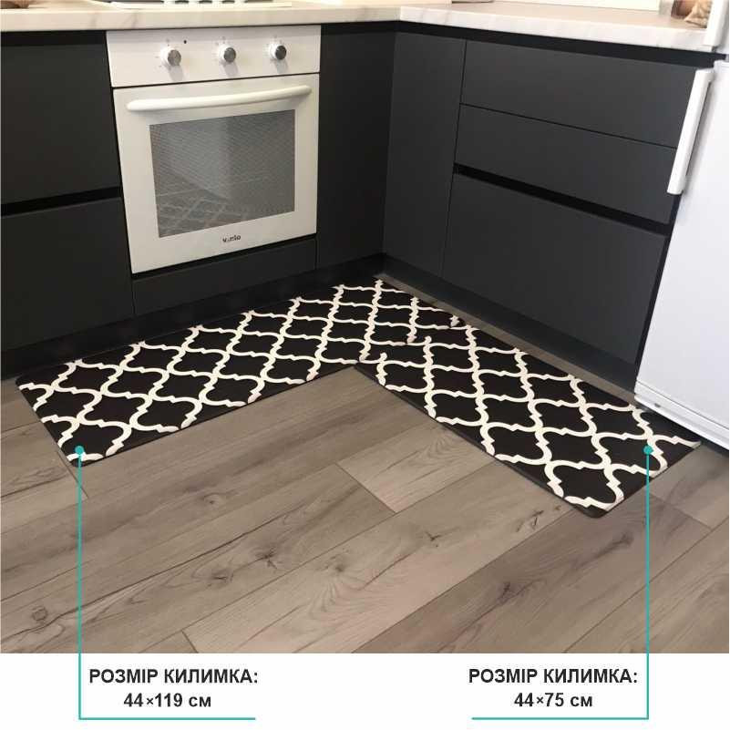 Набор коврики кухонные Lovely Svi 2 шт: 44 x74 x1см и 44 x119 x1см Черный Киев - изображение 2