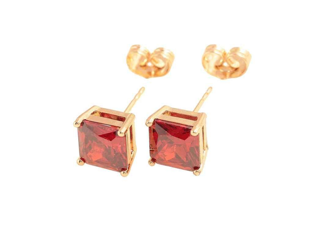 Серьги пусеты ML 18K Красные кристаллы 8х8мм 303542 ТМ XUPING Киев - изображение 1