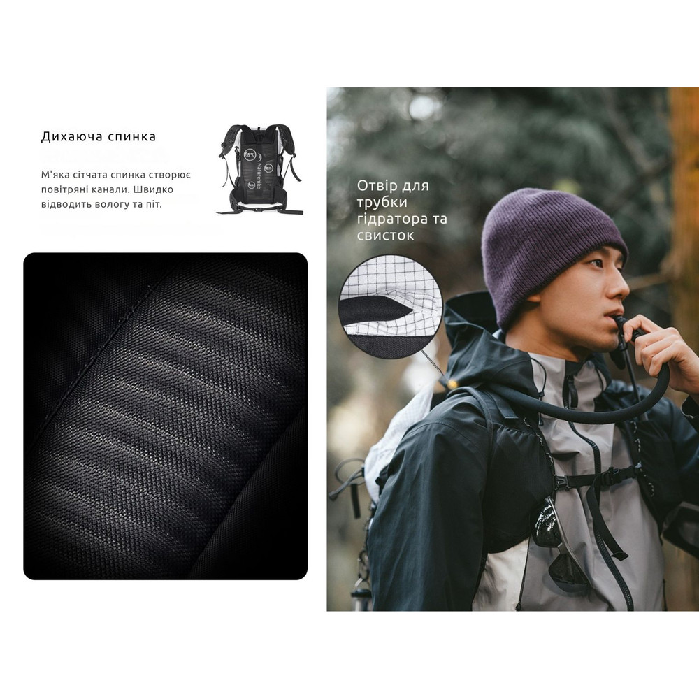Рюкзак туристичний Naturehike Helium CNK2300016, 30+5 л, чорний Киев - изображение 12