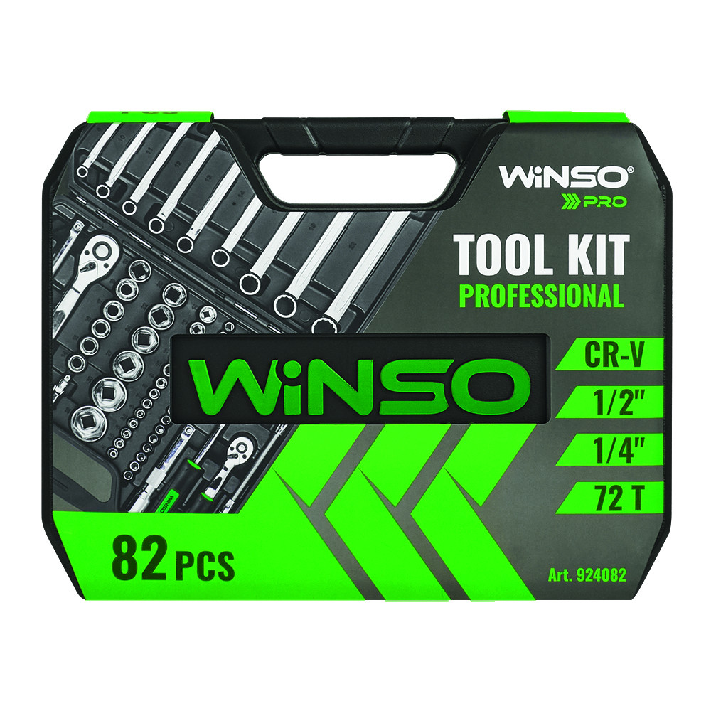 Професійний набір інструментів в кейсі Winso Pro 1/2", 1/4" 72 T, CR-V, 82од. Львів - фото 4