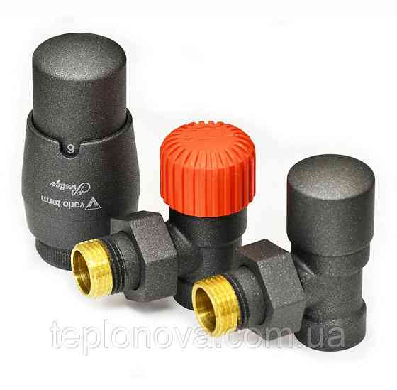 Комплект термостатичний вентилів Vario Term ROYAL, кутовий, чорний структурний. Чернівці