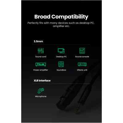 Кабель мультимедійний 3.5mm M to XLR F 2.0m AV182 black Ugreen (20244) Вінниця