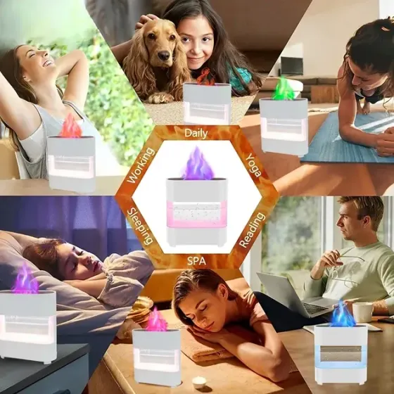 Увлажнитель воздуха с имитацией капель дождя и эффектом пламени с LED подсветкой (20см) Коломыя