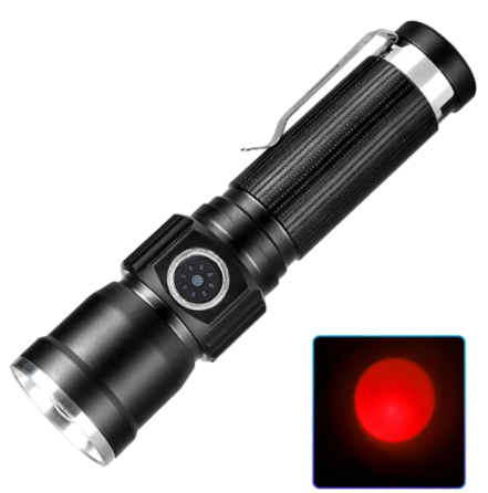 Ручний ліхтар Police PLD-1812-T6 (Red), 1x18650, індикація заряду, ЗП Type-C, zoom Дніпро