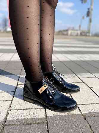 Женские ботинки YDG черные натуральная кожа лак 36-37р (2347) Коломия