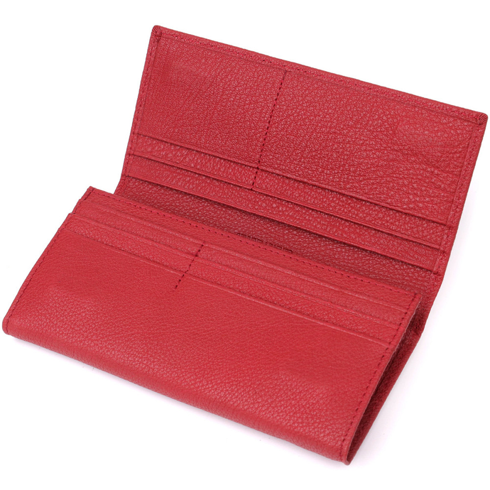 Яскравий вертикальний гаманець із натуральної шкіри ST Leather 23087 Червоний Київ - фото 5