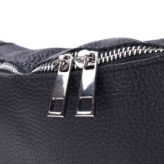 Удобная сумка-бананка унисекс из натуральной кожи Shvigel 22824 Черная Киев