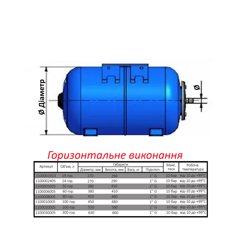 Гидроаккумулятор 80л ZILMET ultra-pro 10bar ГОРИЗОНТАЛЬНЫЙ (1100008005 ) (000001831) Киев - изображение 7
