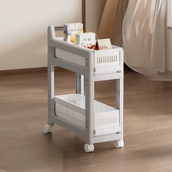 Этажерка на колесиках, двухъярусная полка для хранения вещей, стеллаж для ванной комнаты, кухни, офиса, размер Каменец-Подольский