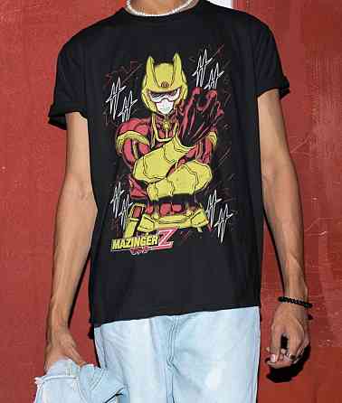 Футболка чоловіча з аніме принтом Мазінгер З Раре Лого оверсайз (S/M/L) Чорний AnimeJ1181 Дніпро