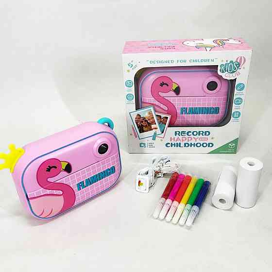 Детский фотоаппарат мгновенной печати YT008 PINK FLAMINGO с поддержкой microSD TC-43 Львов