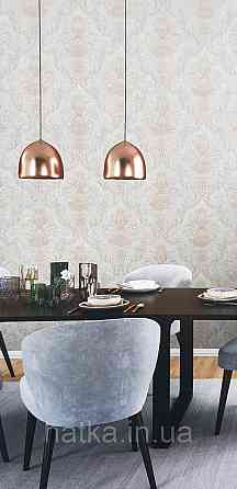 Шпалери вінілові на флізеліні Rasch Golden Hour метрові вензель завитки золотисті на сірому Київ