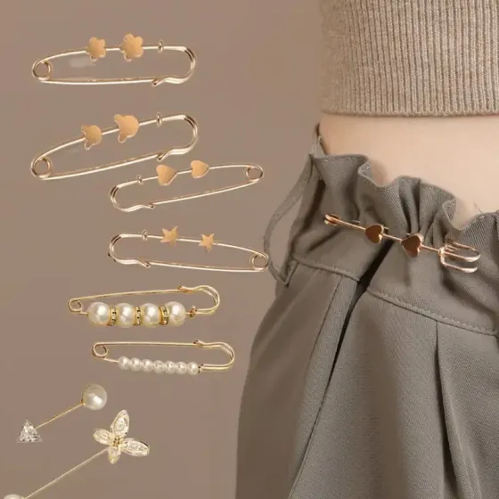 Набір брошок-шпильок 5 шт – золотисті аксесуари з фігурними елементами Київ