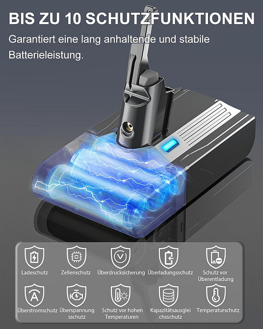 Акумулятор для пилососу Dyson V8 SV10 4000 mAh з фільтром для Absolute, Animal, Fluffy, Motorhead, змінна батарея захист перегріву Київ - фото 4