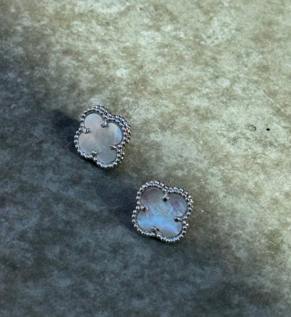 Van Cleef набір 3 предмети — сережки, підвіска, браслет / натуральний перламутр, біле золото Одеса