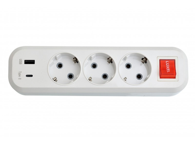 Колодка із заземленням 3 розетки LUXEL Benefice +USB+Type C Харків - фото 2