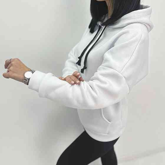 Жіночий теплий худі з капюшоном "Basic" Турція оптом | Норма і батал Білий, 42-44 Київ