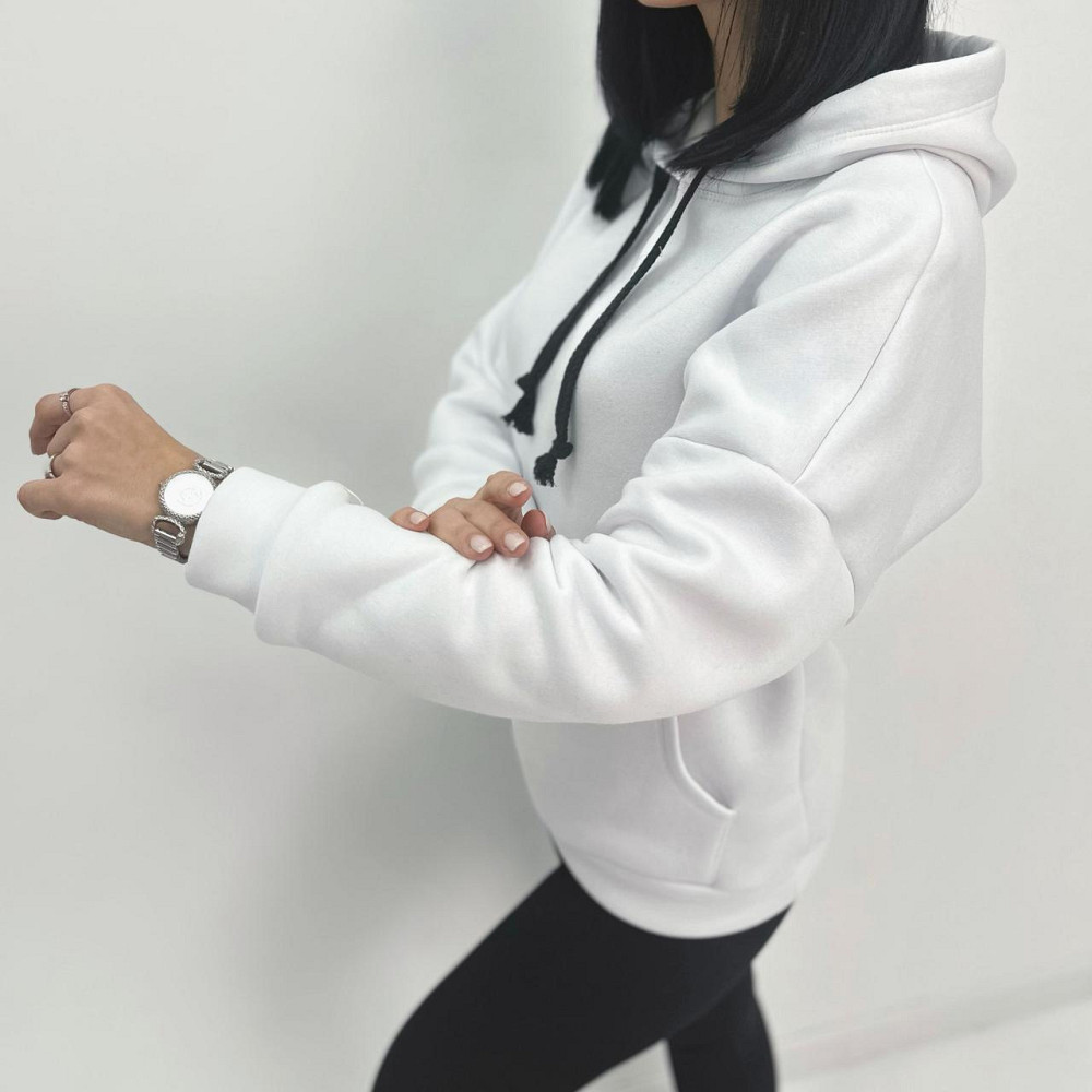 Жіночий теплий худі з капюшоном "Basic" Турція оптом | Норма і батал Білий, 42-44 Київ - фото 2