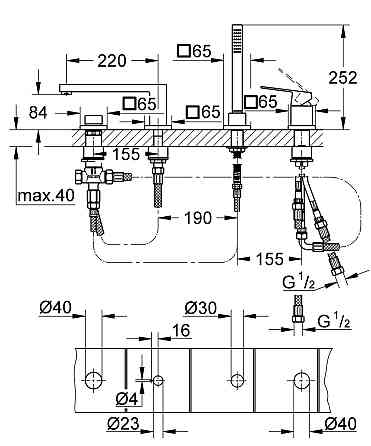 Змішувач на борт ванни на 4 отвори Grohe Eurocube   ( 19897001 ) 27754 Харьков