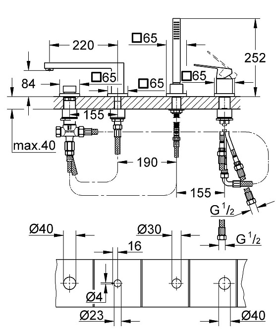 Змішувач на борт ванни на 4 отвори Grohe Eurocube   ( 19897001 ) 27754 Харьков - изображение 2