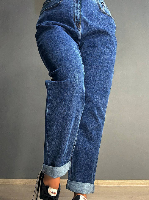 Джинси жіночі Vanver 8229 Mom великі розміри з резинкою на талії сині, синій, 42., 42, 107 см, 140 см Київ - фото 6