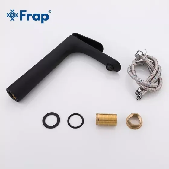 Змішувач для раковини високий Frap F1052-57 чорний Київ