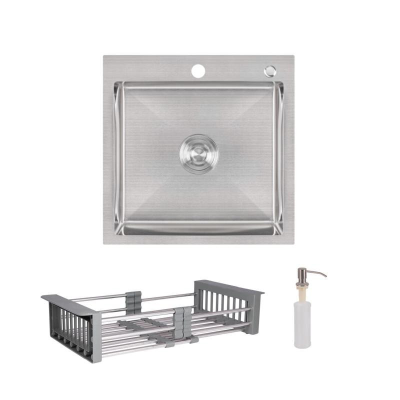 Комплект Lidz Handmade H5050 Мийка для кухні інтегрована Brushed у комплекті з дозатором + Lidz K01G Київ - фото 1