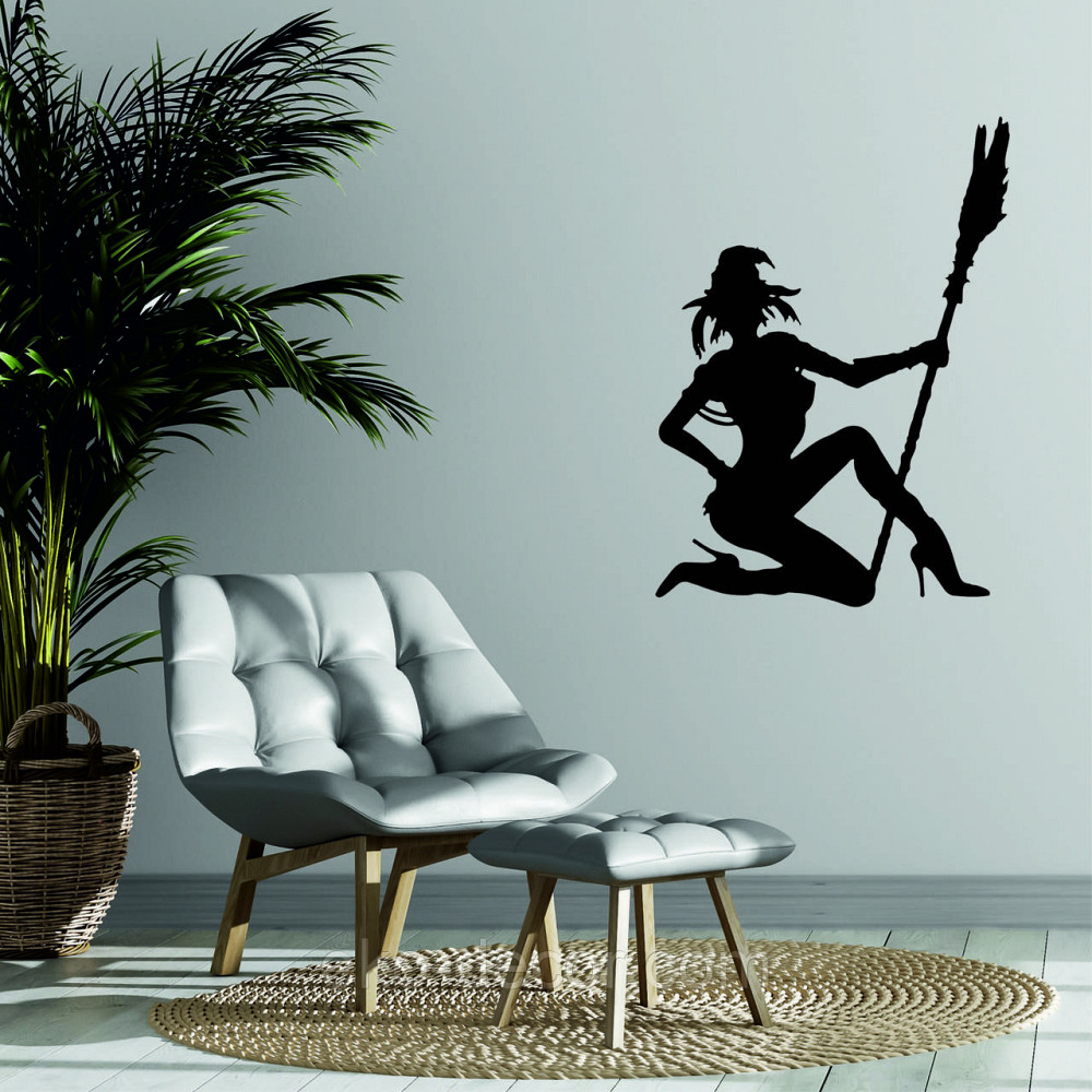 Декоративное настенное Панно «Девушка с метлой», Декор на стену 90*64 см, Черный Киев - изображение 3