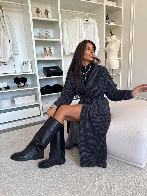 Жіночий затишний довгий кардиган з поясом Альпака Одеса - фото 8