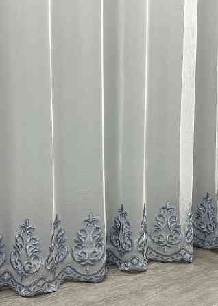 Тюль "Грек-сітка" з вишивкою і люрексом колір молочний з сірим 1693т Київ