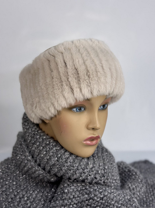Меховая повязка на голову Пудровый Харьков - изображение 2